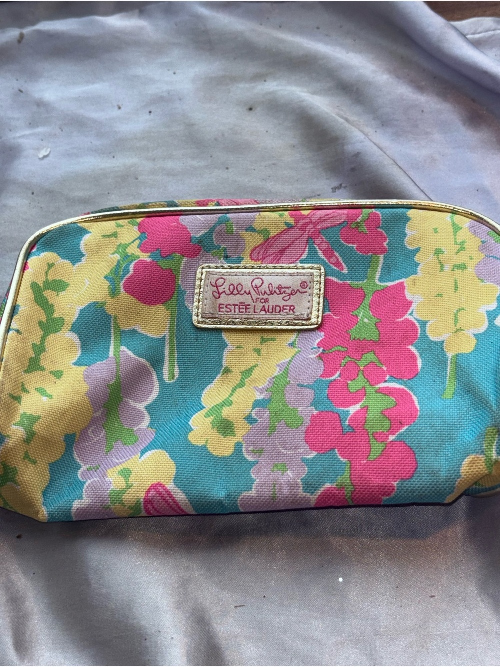 Lilly Pulitzer Floral Cosmetic Pouch in Teal, Pink, Yellow, Lavender